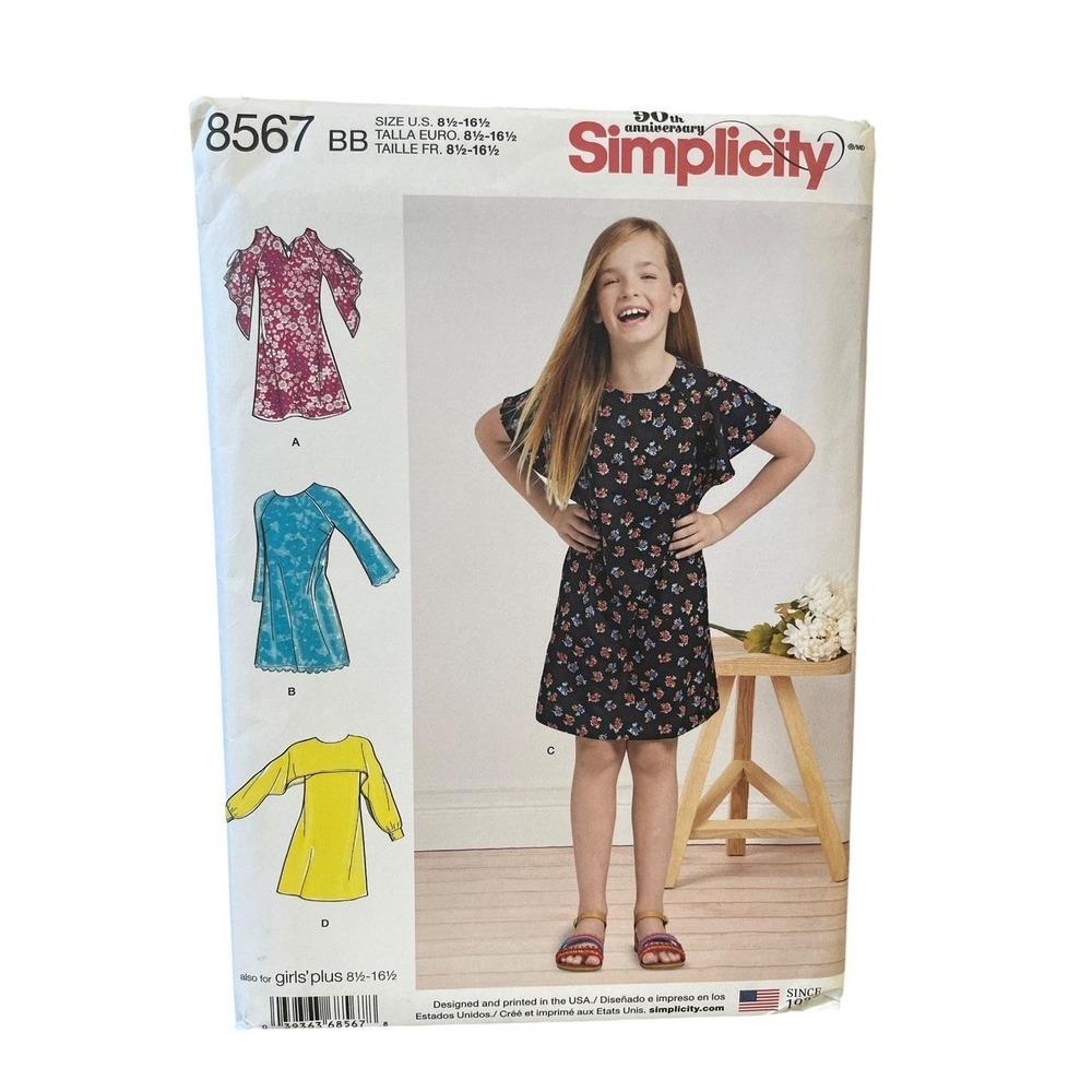 Simplicity 8567 Dress Sewing Pattern Girls Plus Size 8.5-16.5 Uncut FF